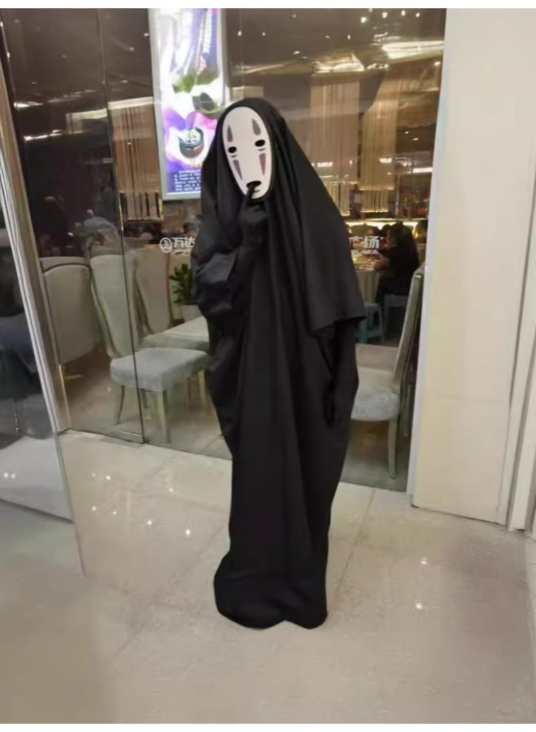 3 جهاز كمبيوتر شخصي روحي بعيد لا وجه رجل زي كوسبلاي, بلا وجه رجل رداء أسود مع قناع وقفازات,أنيمي زي كوسبلاي هالوين زي رجل بلا قناع - Image 5